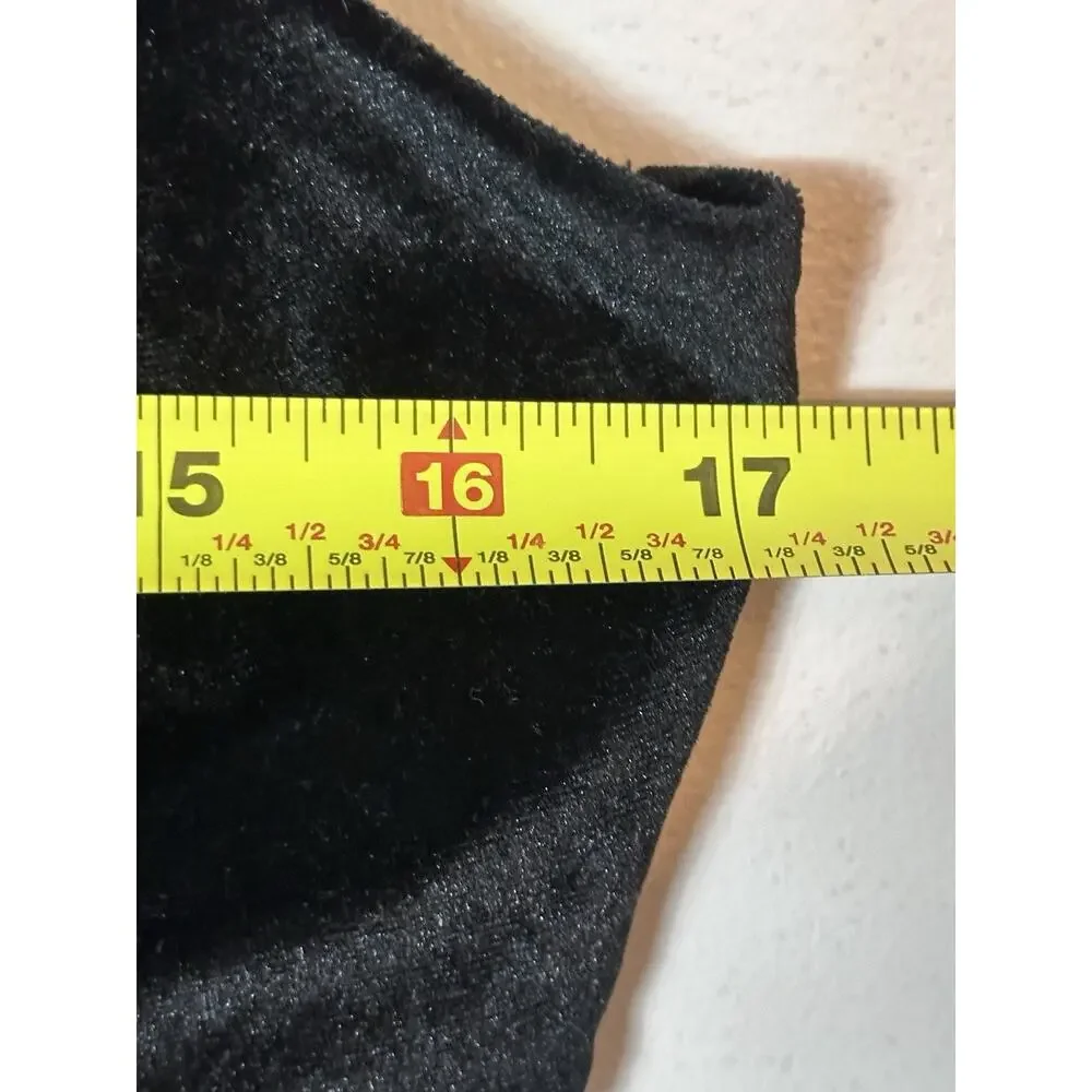 Just Polly Dress Womens Size XL Black Draped Waist Cutout Slit Midi Party Velour - Picture 8 of 9
